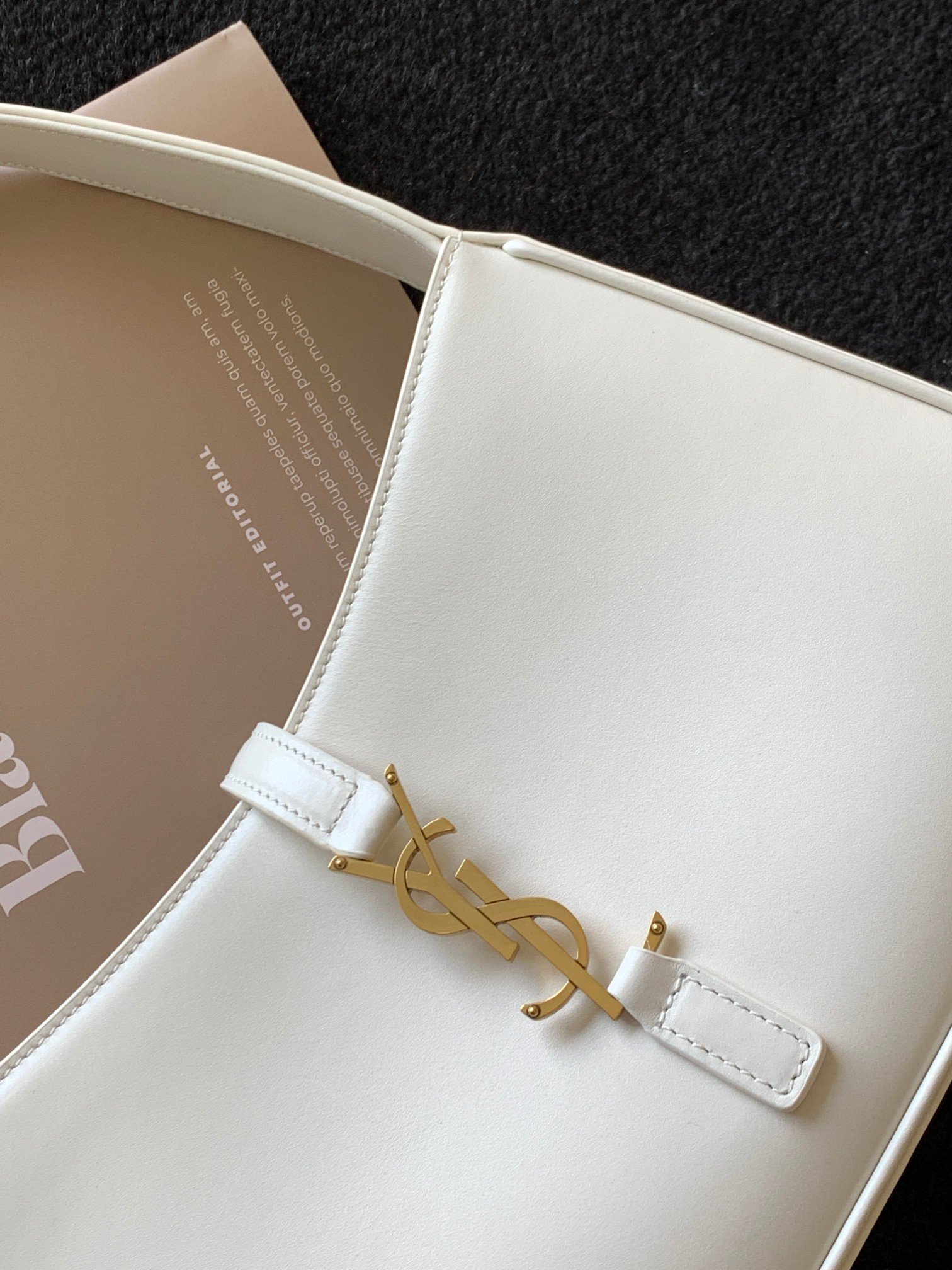 YSL聖羅蘭超A貨復刻包包 le5à7啞光面白色金扣hobo Saint Laurent Monogram Hobo手袋