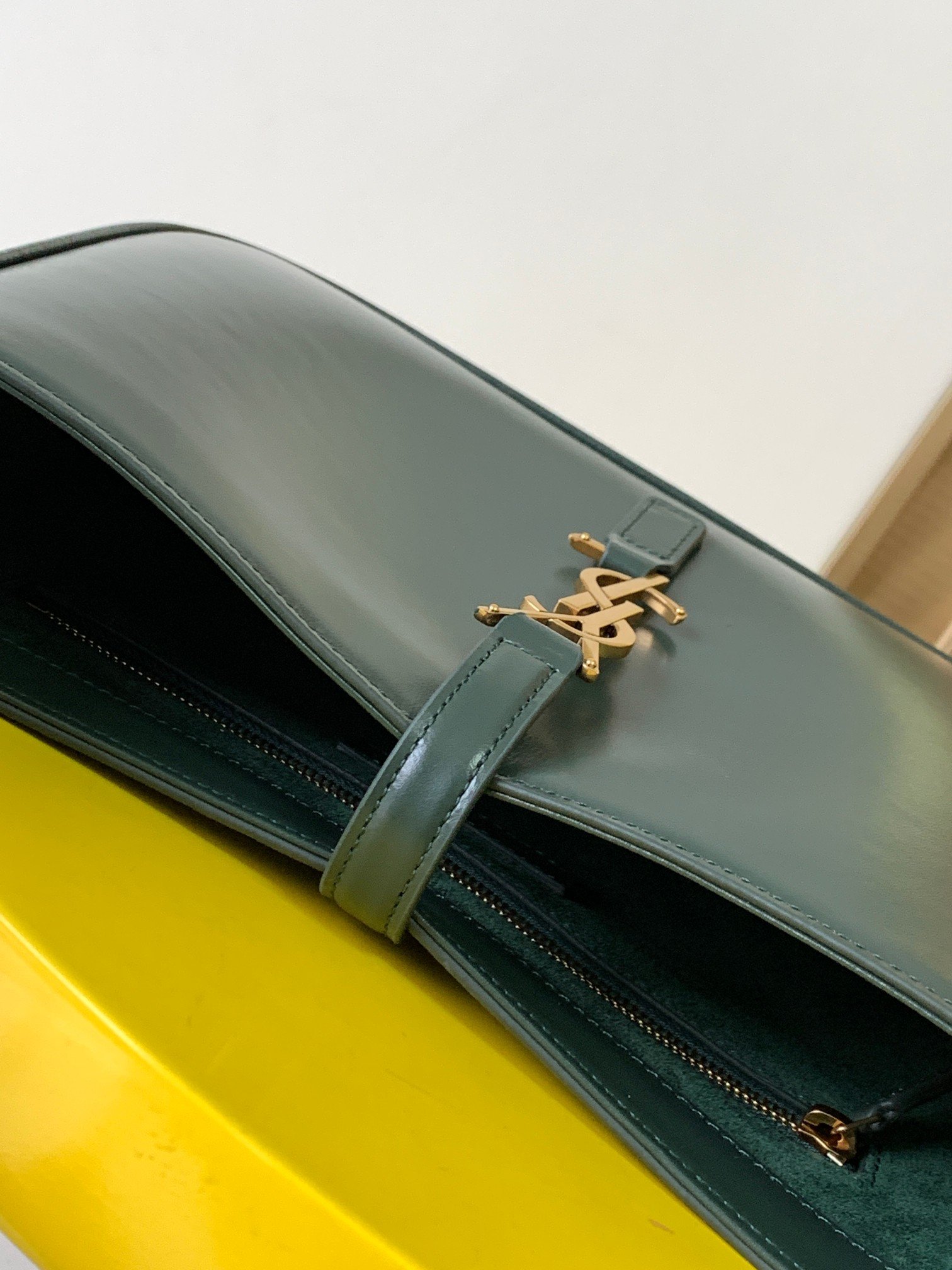 YSL聖羅蘭超A貨復刻包包 le5à7啞光面深緑金扣hobo Saint Laurent Monogram Hobo手袋