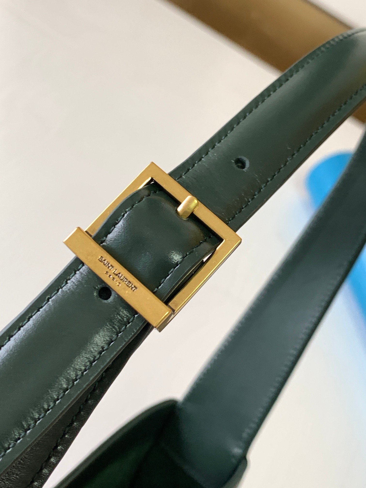 YSL聖羅蘭超A貨復刻包包 le5à7啞光面深緑金扣hobo Saint Laurent Monogram Hobo手袋