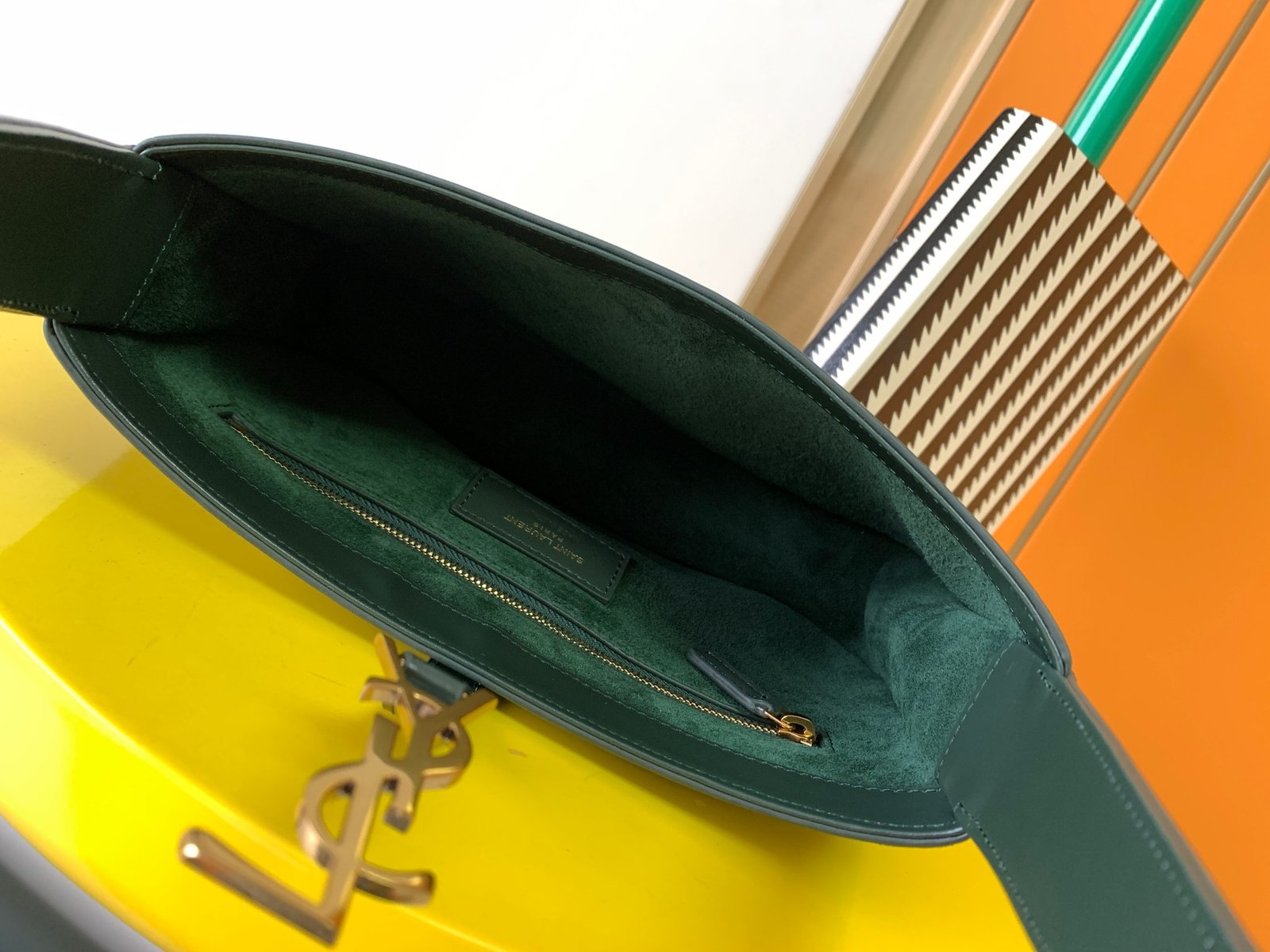YSL聖羅蘭超A貨復刻包包 le5à7啞光面深緑金扣hobo Saint Laurent Monogram Hobo手袋