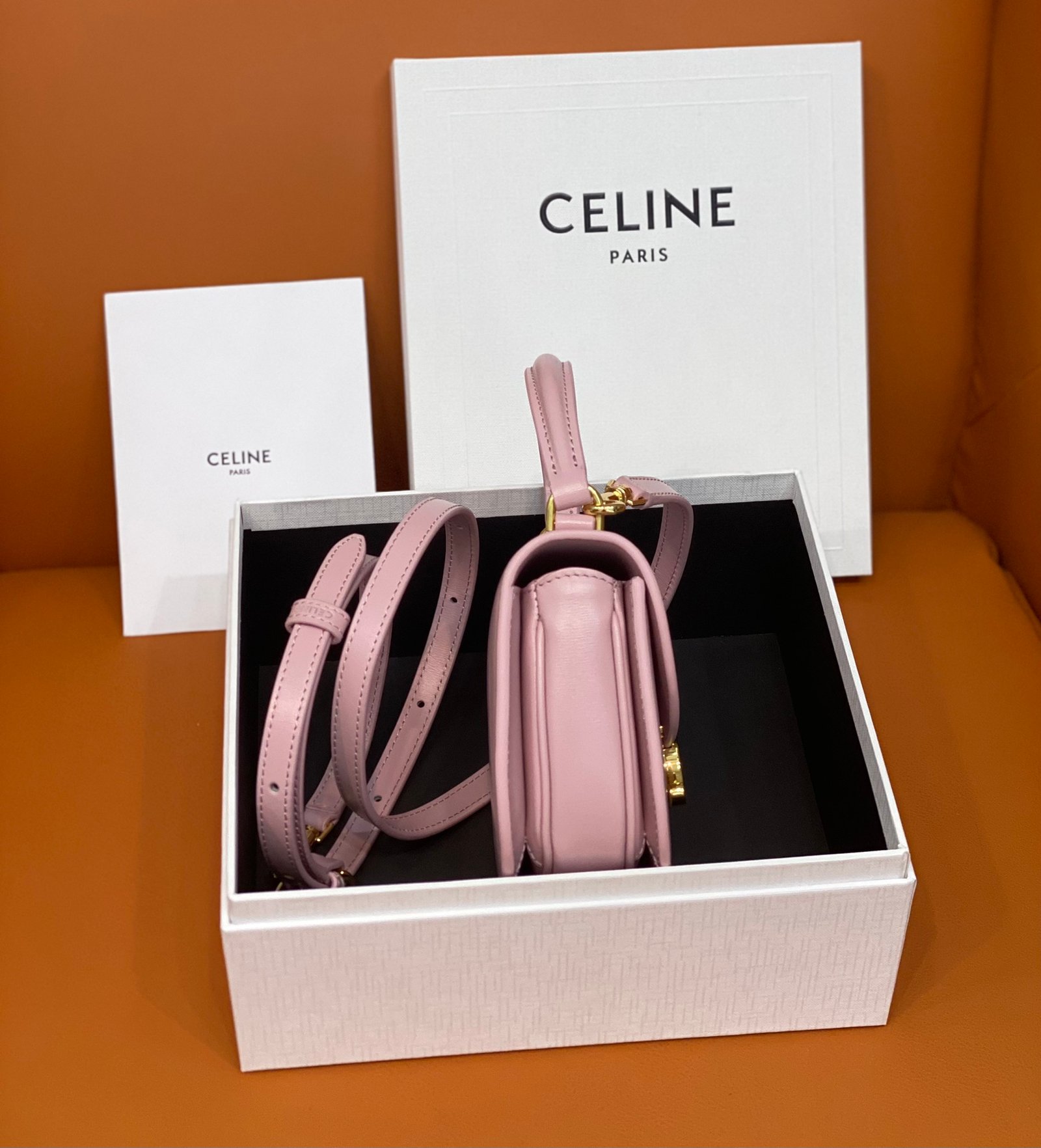 高仿原單包Celine賽琳包 亮面牛皮革迷你型BESACE CLEA手袋 粉色