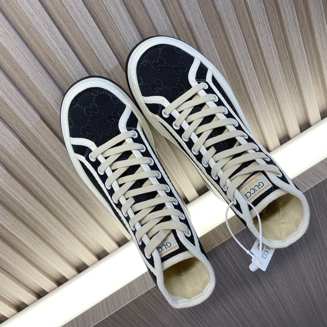 古馳一比一Gucci tennis 1977經典系列低幫厚底帆布鞋運動休閒鞋女