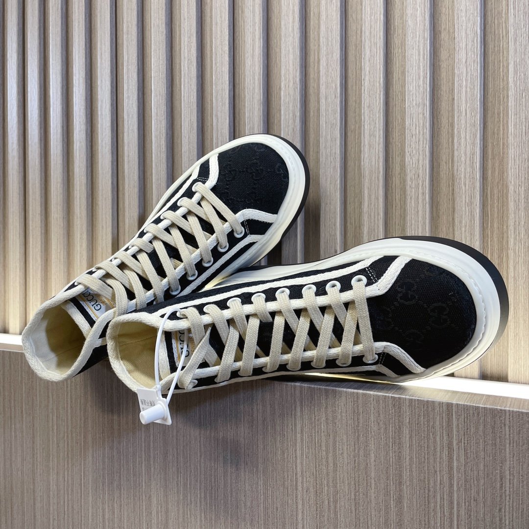 古馳一比一Gucci tennis 1977經典系列低幫厚底帆布鞋運動休閒鞋女