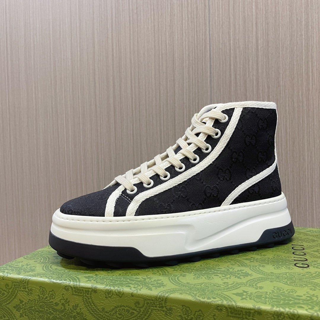 古馳一比一Gucci tennis 1977經典系列低幫厚底帆布鞋運動休閒鞋女