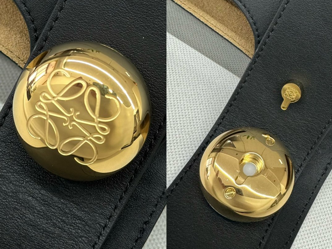 loewe羅意威高仿複刻包包 中號柔軟牛皮革Pebble Bucket水桶包 黑色