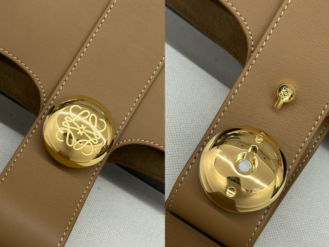 loewe羅意威高仿複刻包包 中號柔軟牛皮革Pebble Bucket水桶包橡木棕