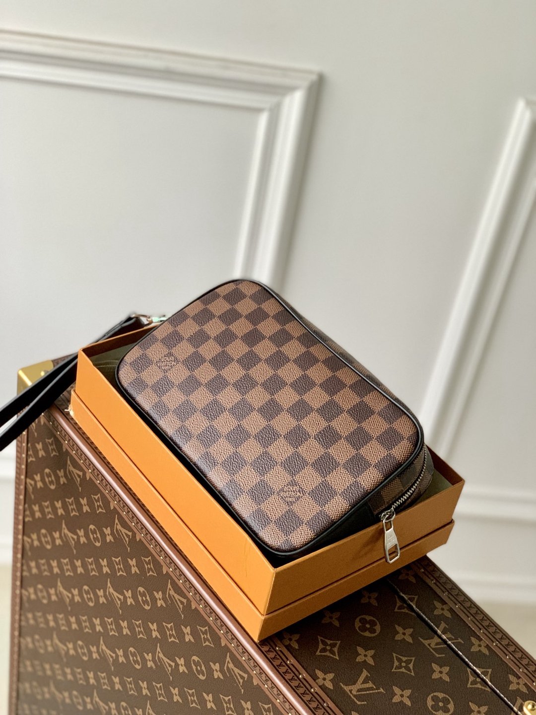 M41663咖啡格紋Pochette Kasai 一比一lv Taïga 皮革錢包手拿包