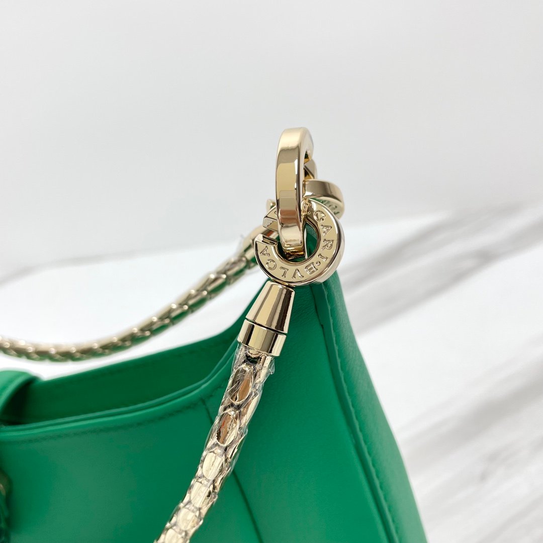 複刻名牌包BVLGARI寶格麗 Serpenti Baia 小肩背包 蛇身粗鍊斜揹包 緑色