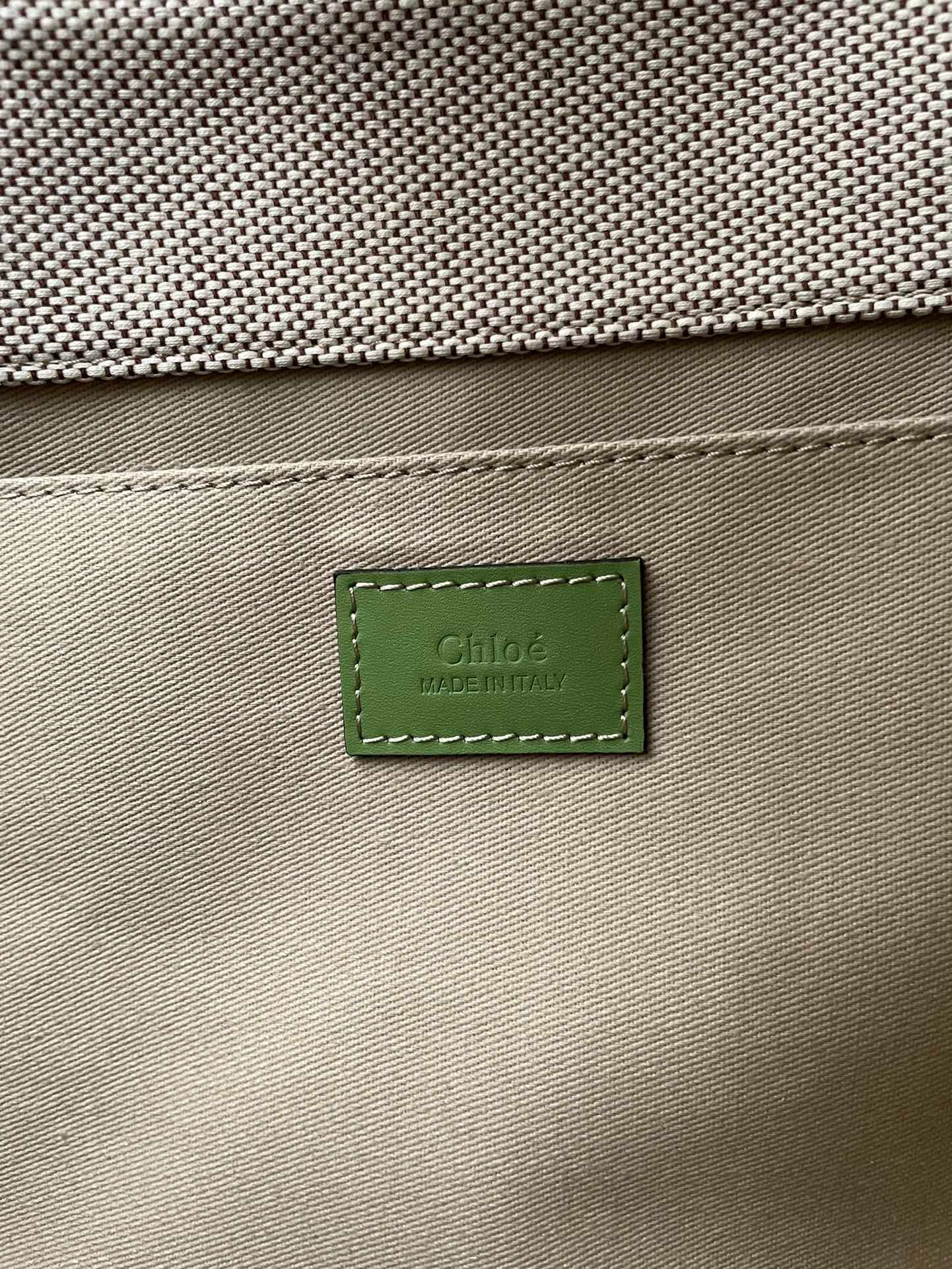 複刻名牌包Chloe蔻依 Chloé標識亞麻帆布 Woody大號托特包 緑