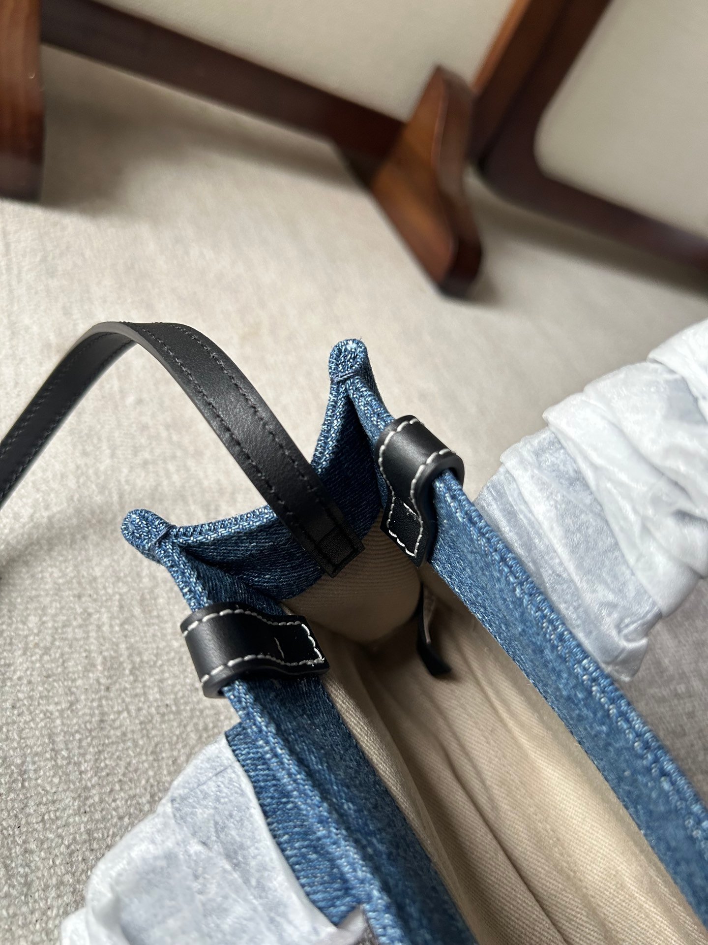 原單高仿Chloe蔻依名牌包 牛仔布Chloé Woody Tote Bag mini號托特包