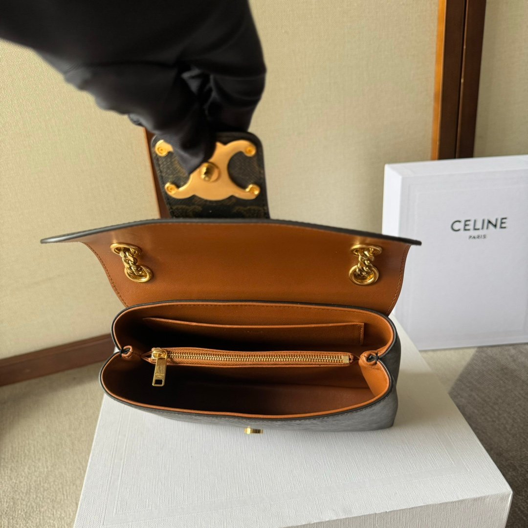 1比1高仿名牌包Celine賽琳 2024 標誌印花TEEN VICTOIRE小號柔軟牛皮革手袋