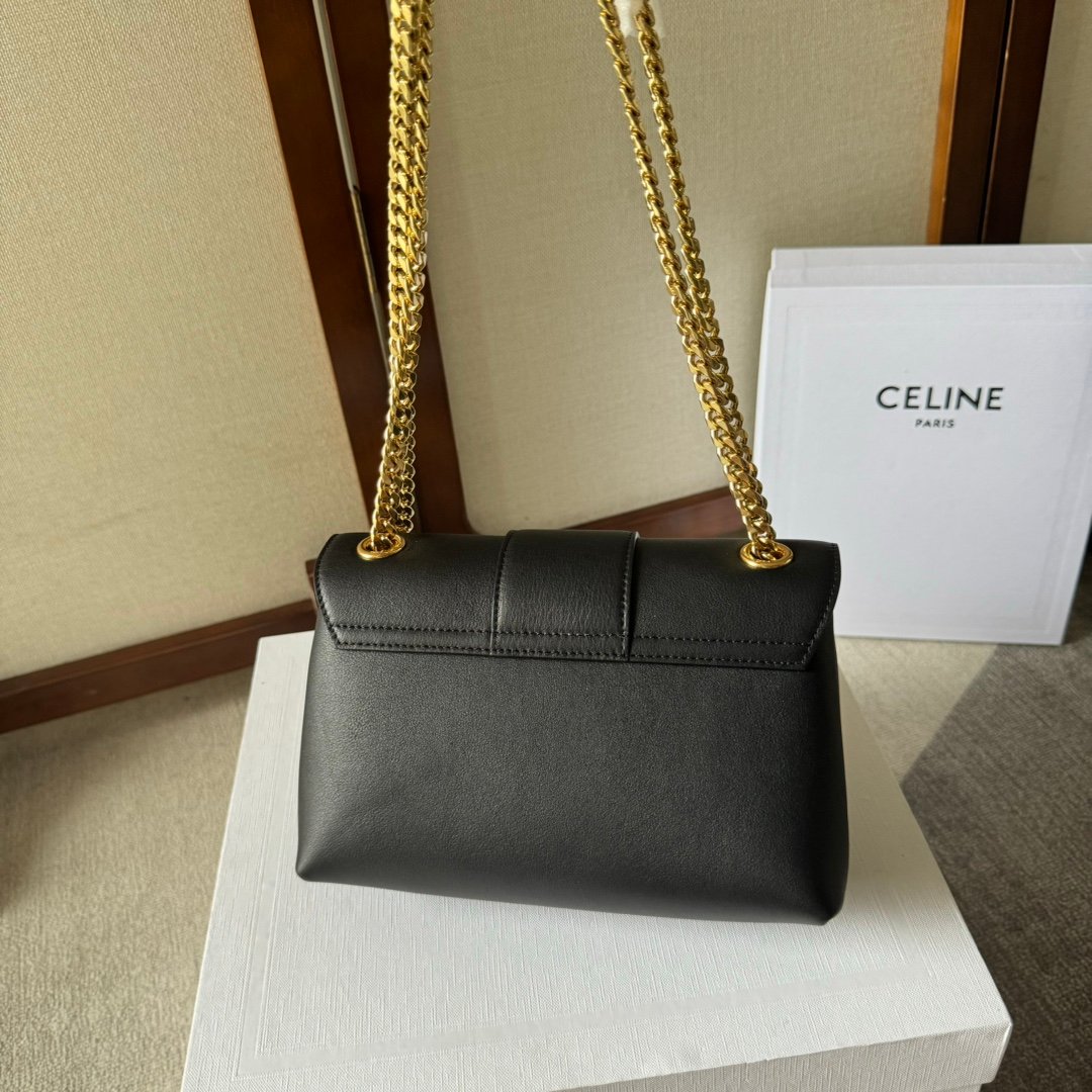 1比1高仿名牌包Celine賽琳 2024新柔軟牛皮革TEEN CELINE VICTOIRE手袋 黑色