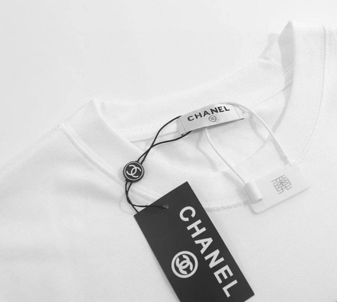 香奈兒Chanel頂級高仿限定植絨logo短袖T恤