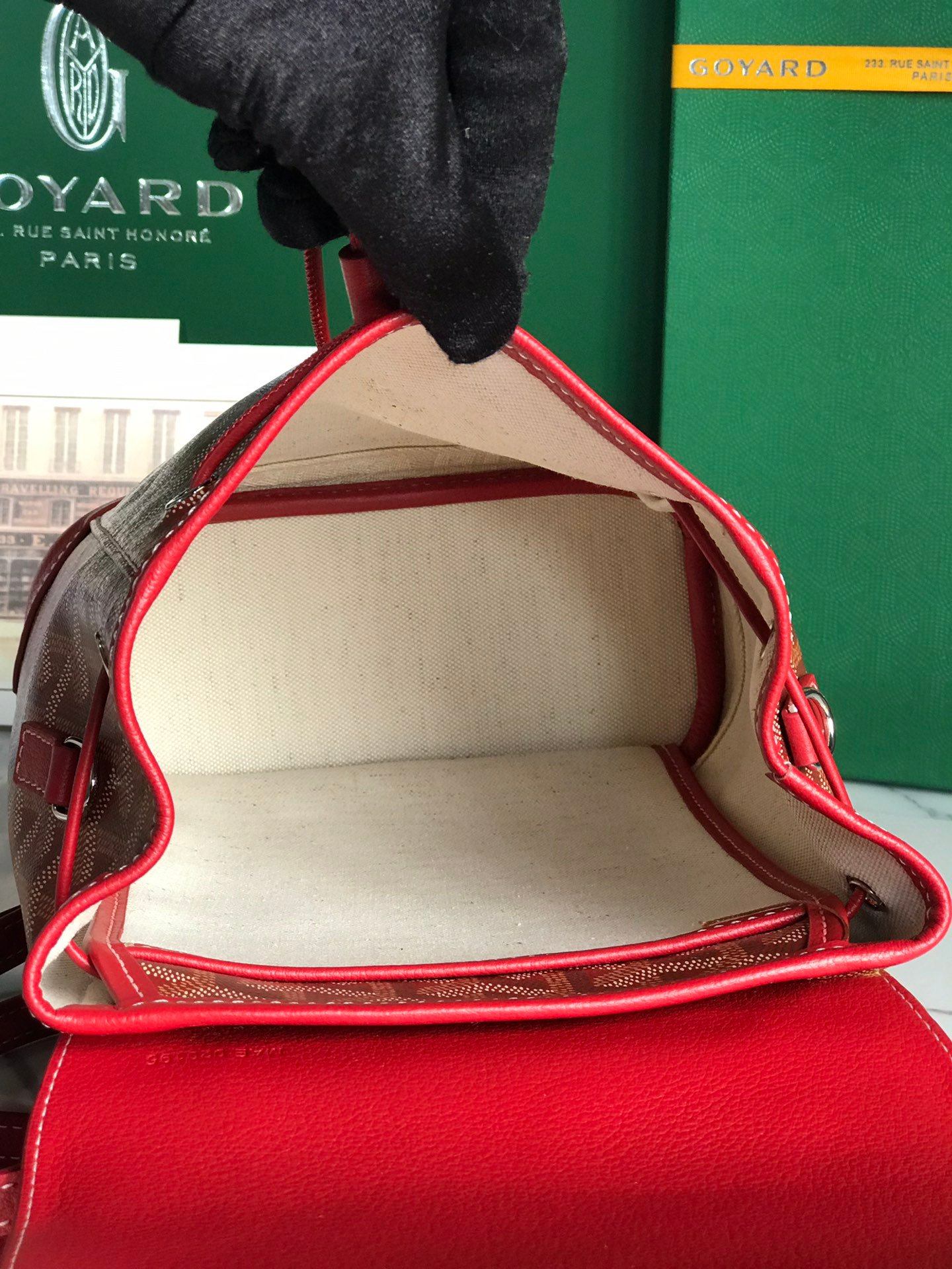 高仿奢侈品GOYARD高雅德包 Goyardine帆布 Alpin迷你雙肩包揹包 紅