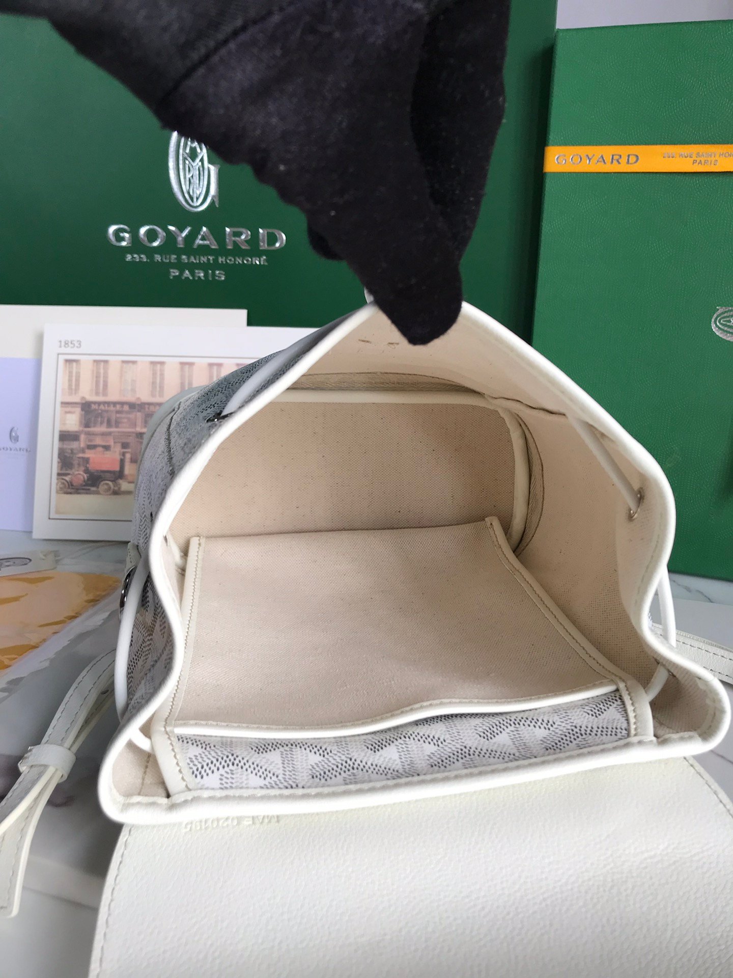 高仿奢侈品GOYARD高雅德包 Goyardine帆布 Alpin迷你雙肩包揹包 白