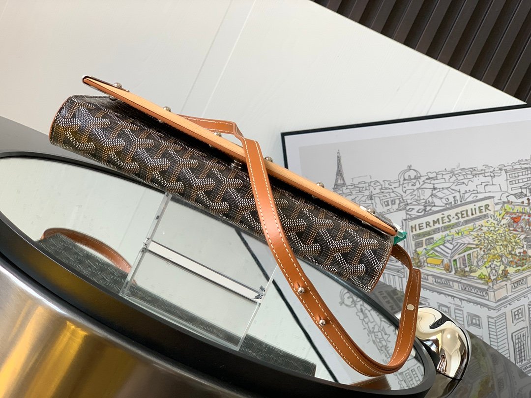 高仿GOYARD高雅德包包 Monte-Carlo 小號手拿包單肩包 黑棕