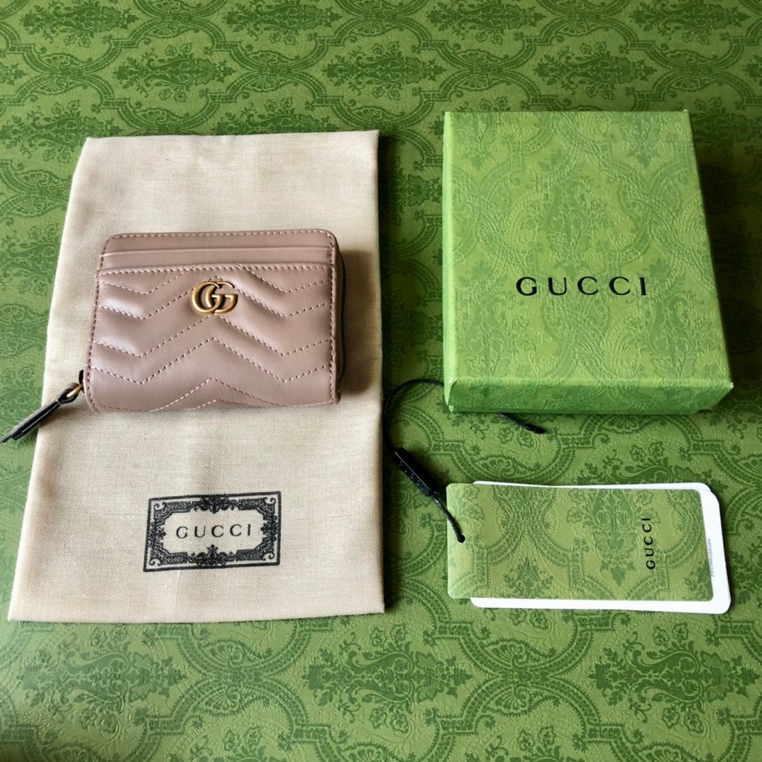 經典71772Gucci Aria 系列頂級原單古馳真皮卡夾零錢包