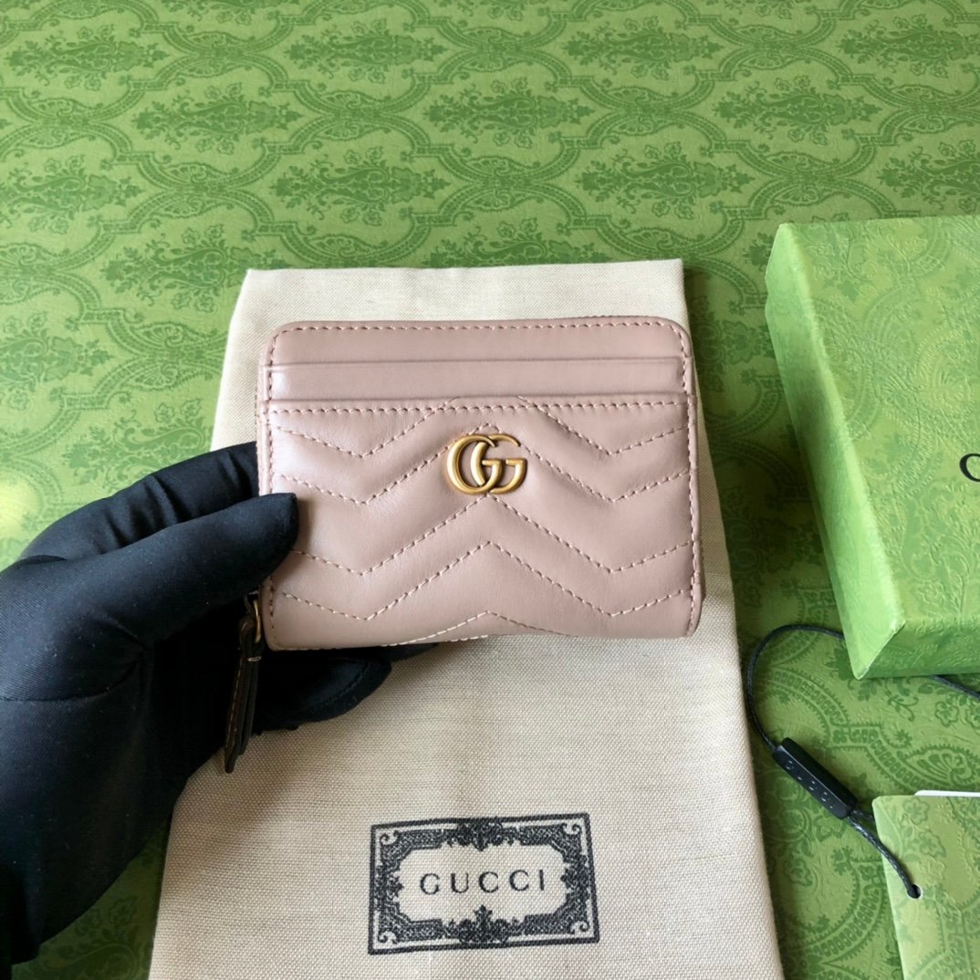 經典71772Gucci Aria 系列頂級原單古馳真皮卡夾零錢包