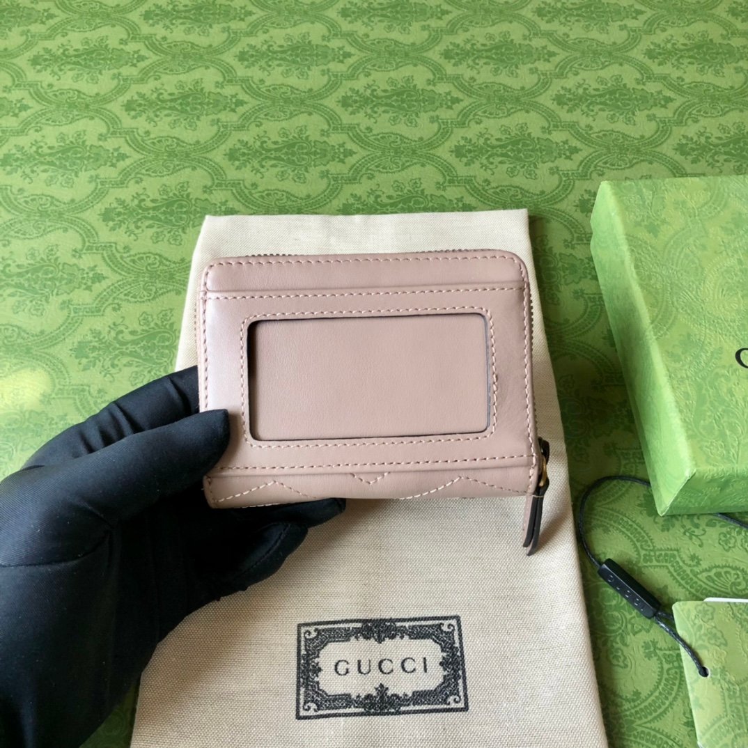 經典71772Gucci Aria 系列頂級原單古馳真皮卡夾零錢包