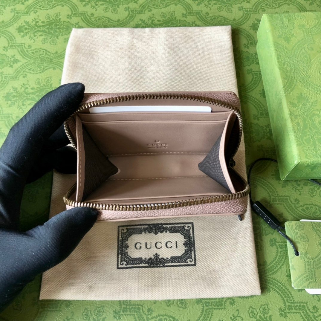 經典71772Gucci Aria 系列頂級原單古馳真皮卡夾零錢包
