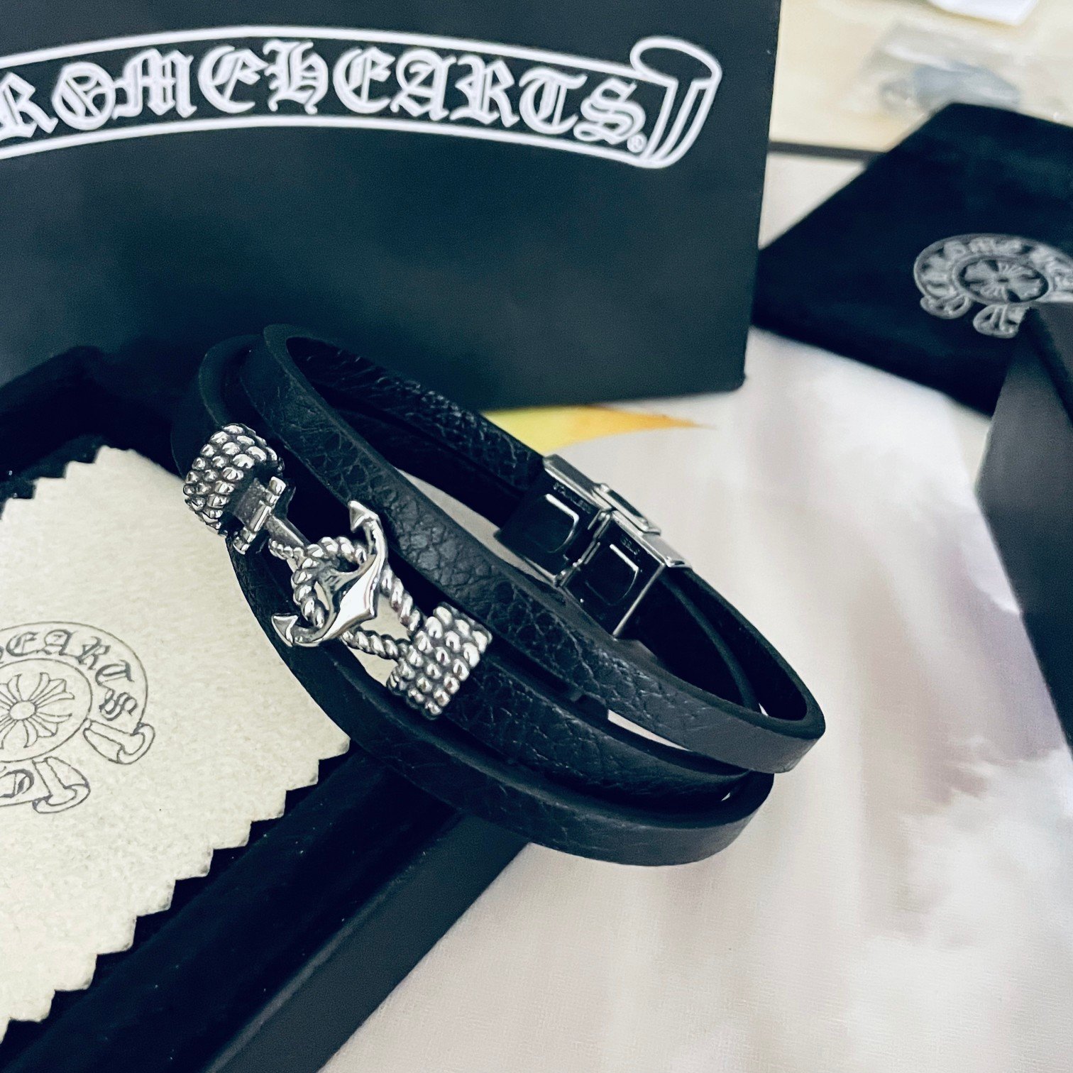 高仿複刻Chrome Hearts克羅心 經典船錨皮繩手鏈手鐲