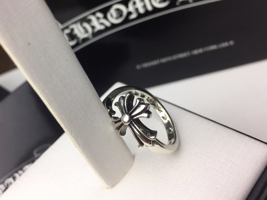 原單Chrome Hearts克羅心飾品 錯位開口十字花十字架戒指 925
