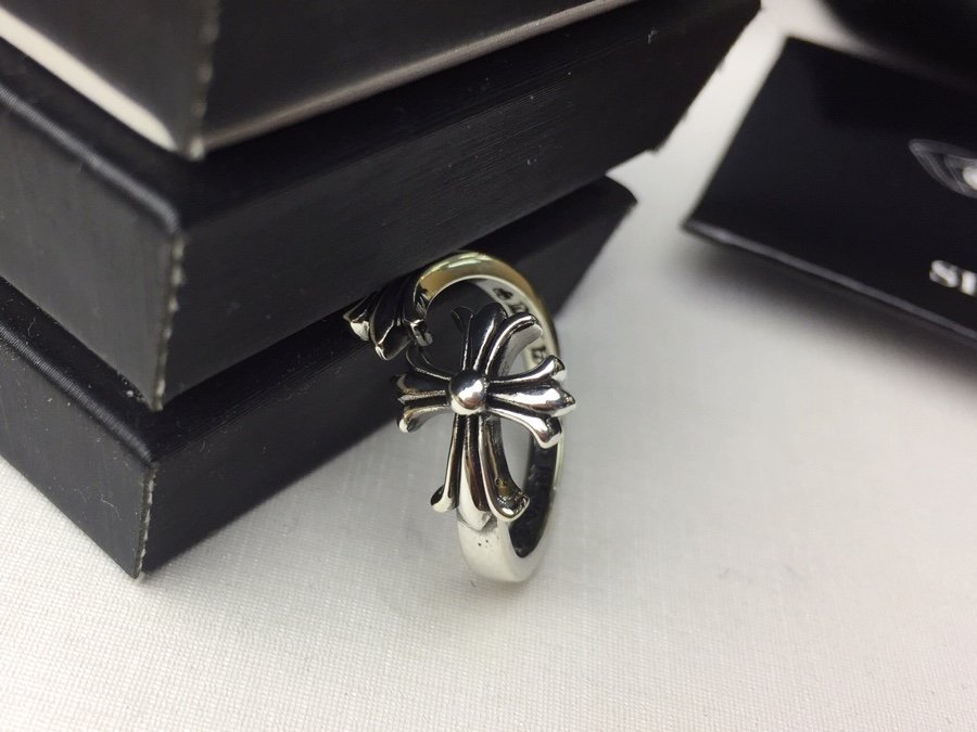 原單Chrome Hearts克羅心飾品 錯位開口十字花十字架戒指 925
