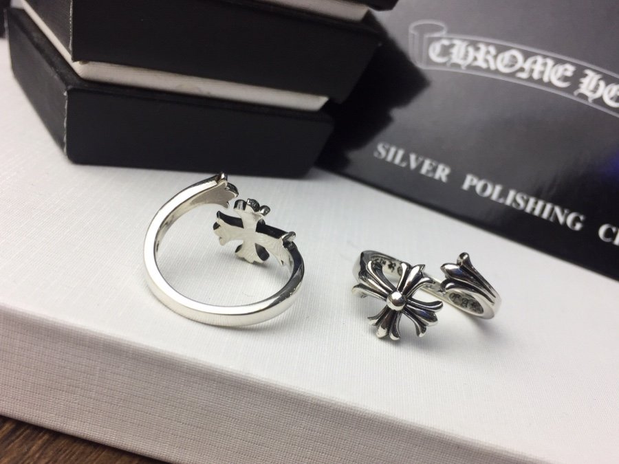 原單Chrome Hearts克羅心飾品 錯位開口十字花十字架戒指 925