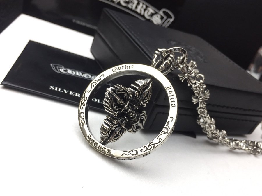原單Chrome Hearts克羅心飾品 金剛杵吊墜+Tiny E十字架百搭滑動項鍊