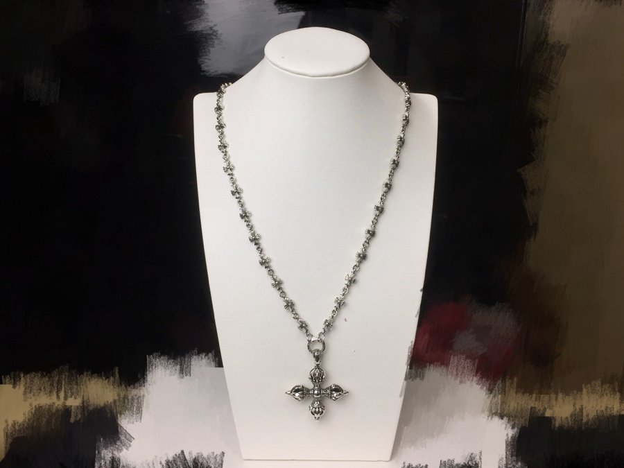 高仿Chrome Hearts克羅心 十字金剛杵吊墜+Tiny E十字架百搭滑動項鍊