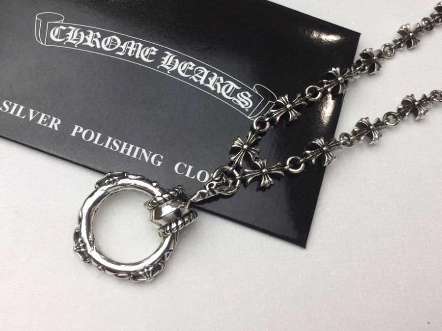 一比一高仿Chrome Hearts克羅心 十字花鏈條+十字雕花圓環吊墜