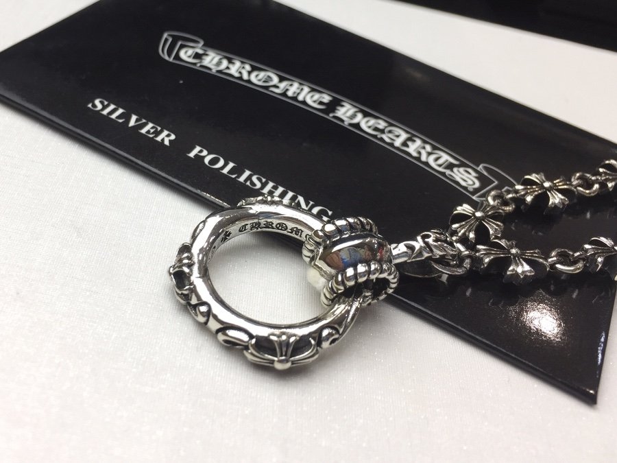一比一高仿Chrome Hearts克羅心 十字花鏈條+十字雕花圓環吊墜