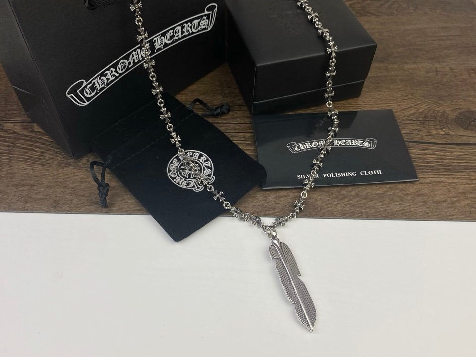 1比1高仿Chrome Hearts克羅心 全十字花十字架鏈條+羽毛吊墜