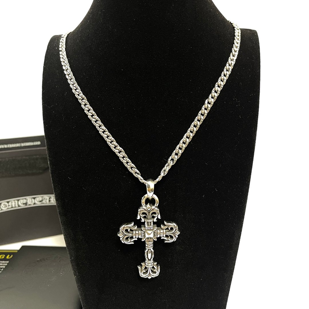 高仿複刻Chrome Hearts克羅心飾品 Filigree火焰十字架中號吊墜項鍊