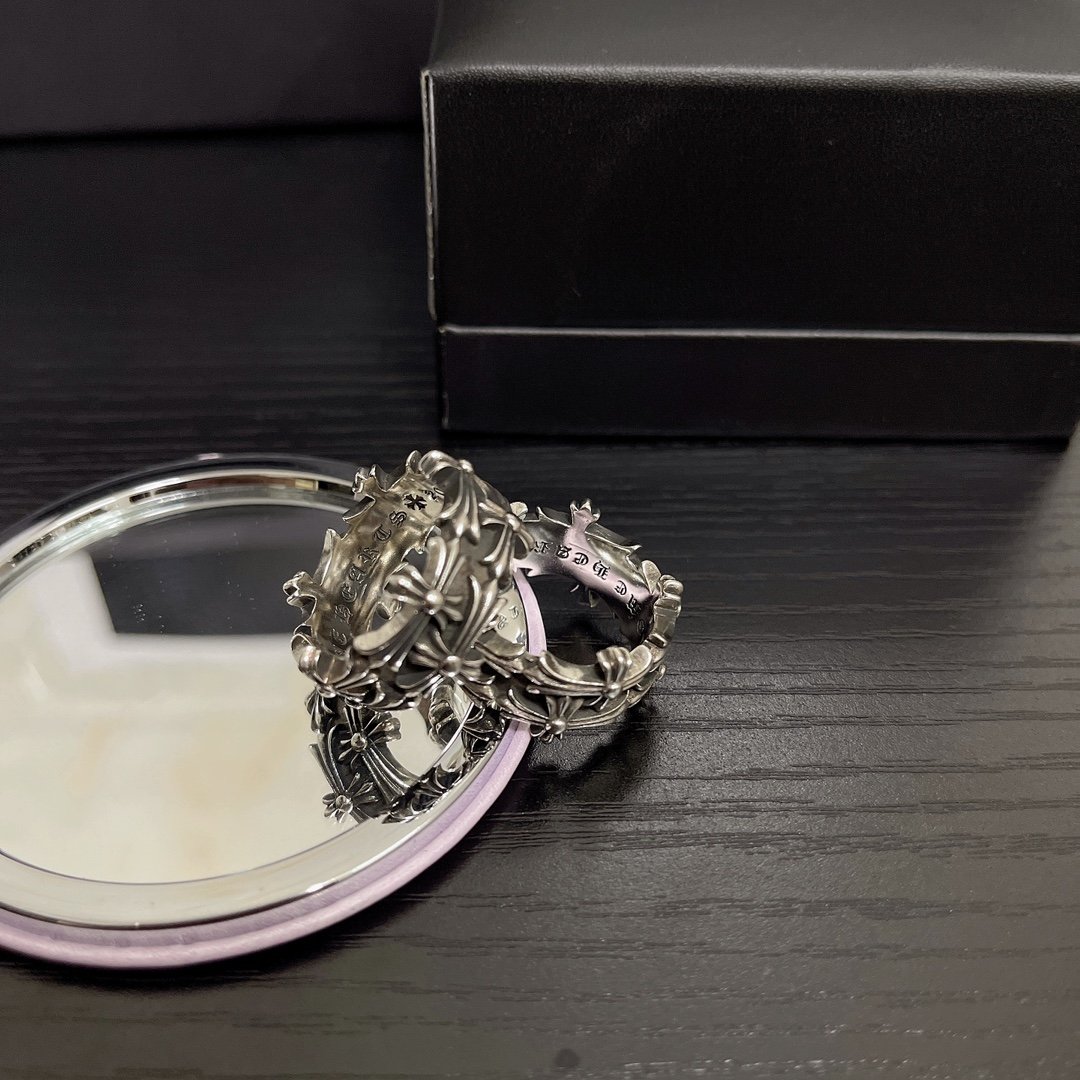 超A貨複刻Chrome Hearts克羅心飾品 方形墳墓/葬墓雙十字架戒指