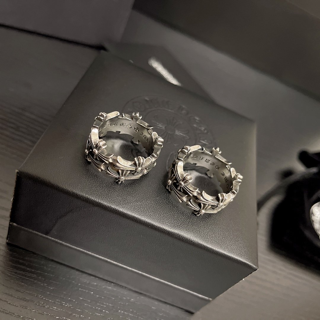 超A貨複刻Chrome Hearts克羅心飾品 方形墳墓/葬墓雙十字架戒指
