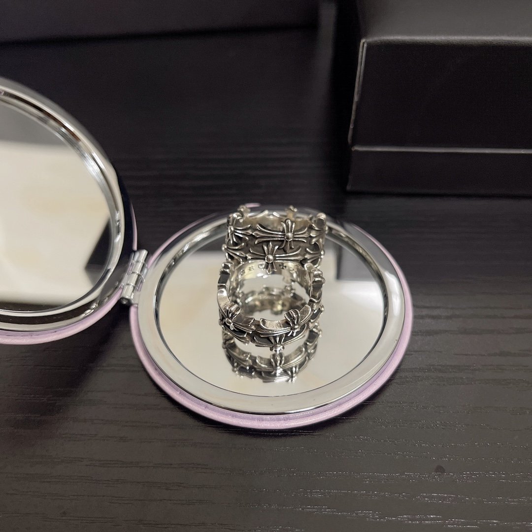 超A貨複刻Chrome Hearts克羅心飾品 方形墳墓/葬墓雙十字架戒指