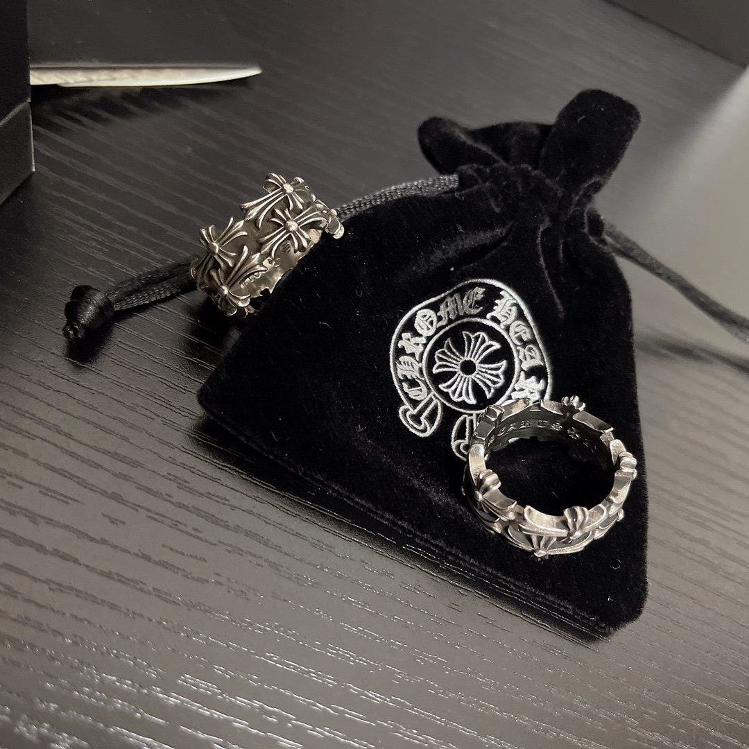 超A貨複刻Chrome Hearts克羅心飾品 方形墳墓/葬墓雙十字架戒指
