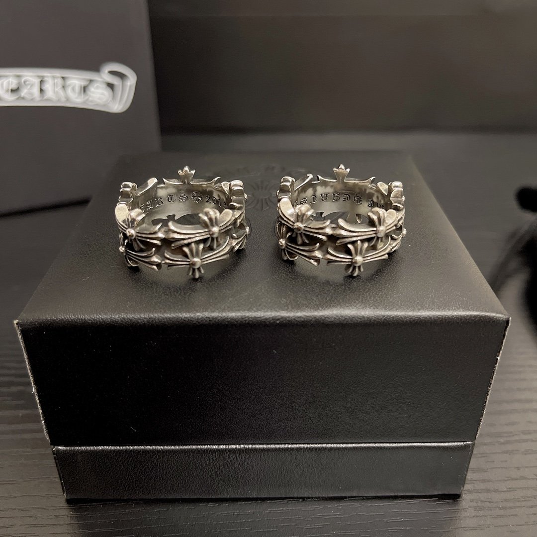 超A貨複刻Chrome Hearts克羅心飾品 方形墳墓/葬墓雙十字架戒指