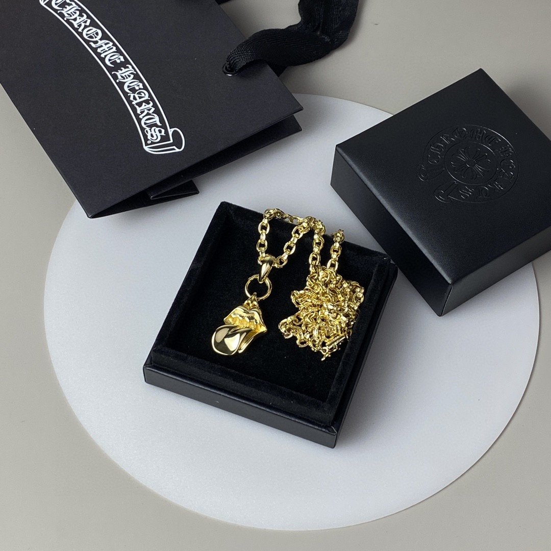 複刻Chrome Hearts克羅心飾品 滾石大舌頭吊墜Paper Chain項鍊