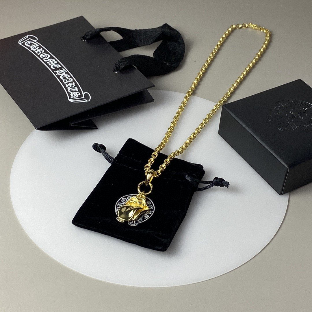複刻Chrome Hearts克羅心飾品 滾石大舌頭吊墜Paper Chain項鍊