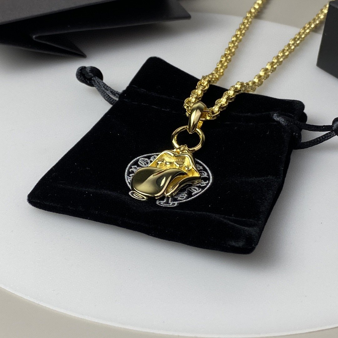 複刻Chrome Hearts克羅心飾品 滾石大舌頭吊墜Paper Chain項鍊