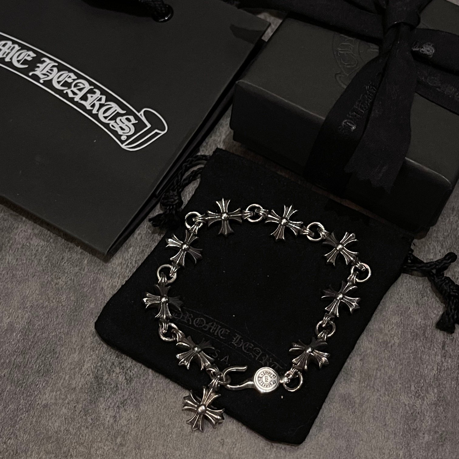 一比一原單Chrome Hearts克羅心飾品 九節全十字架花手鍊