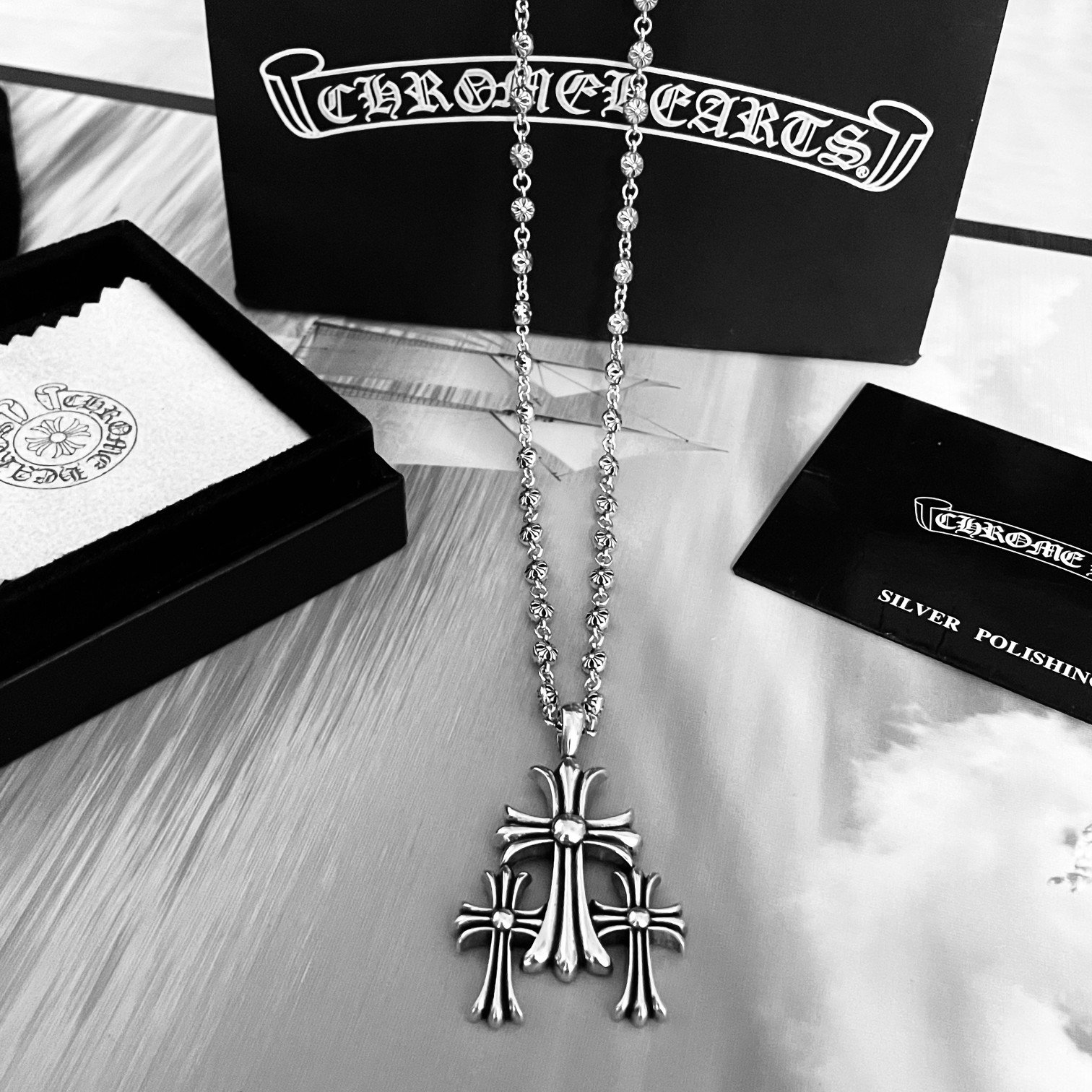 高仿Chrome Hearts克羅心飾品 連體三十字架吊墜十字花球項鍊