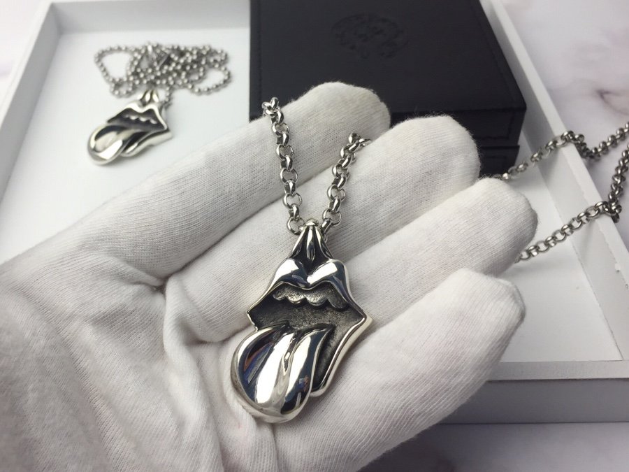 一比一複刻Chrome Hearts克羅心飾品 大號滾石舌頭吊墜項鍊