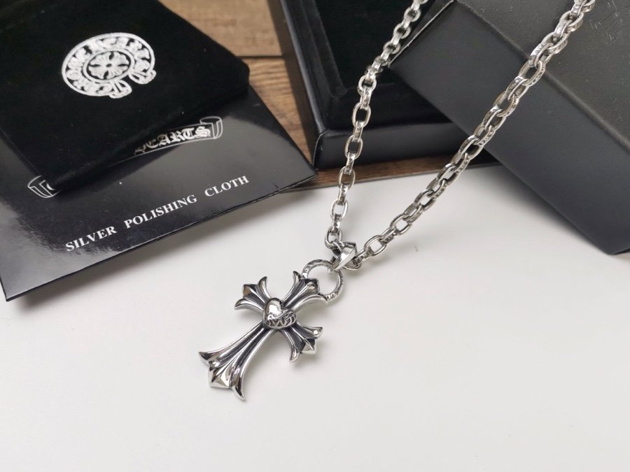 複刻Chrome Hearts克羅心飾品 桃心十字架吊墜 字母PAPERCHAIN項鍊