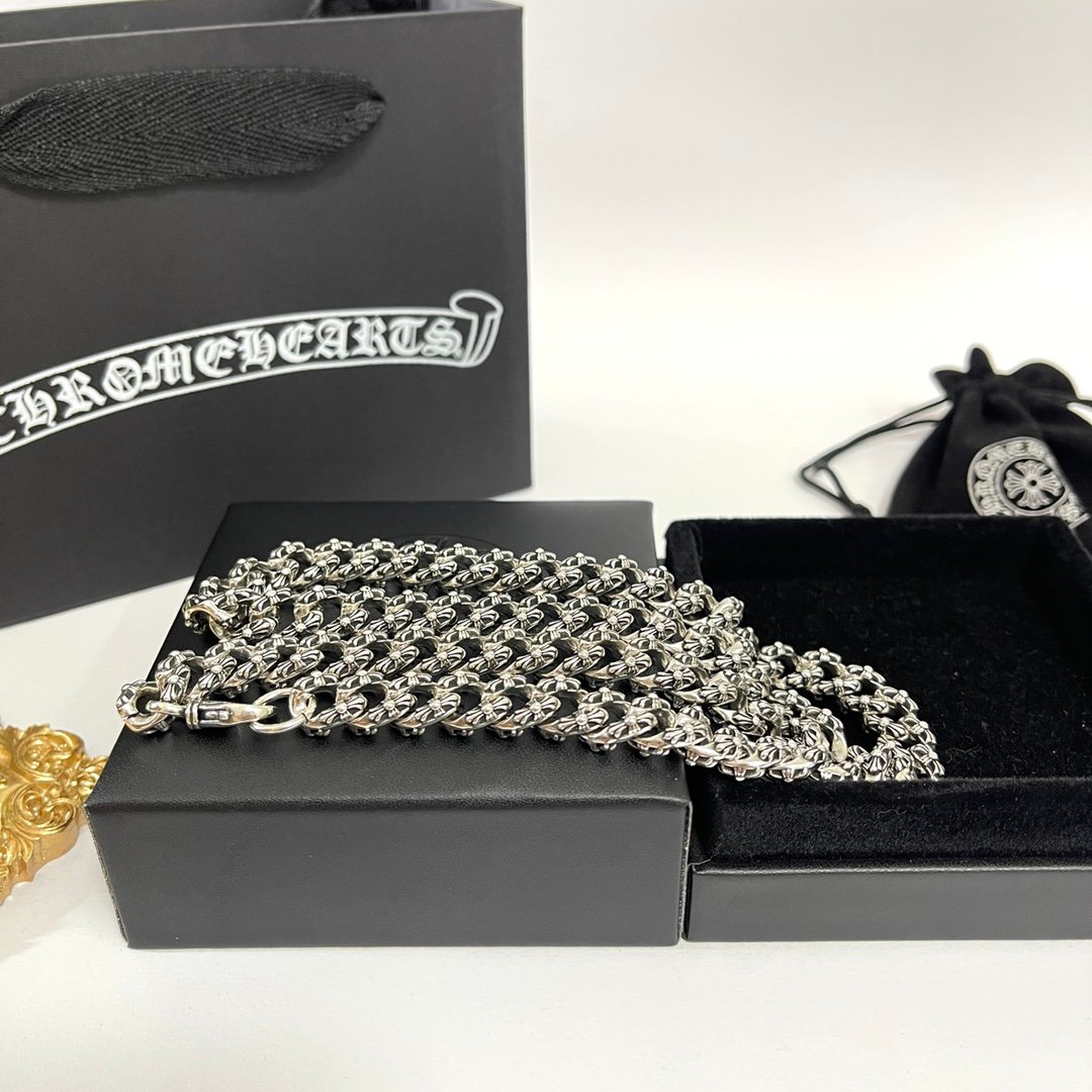 高仿Chrome Hearts克羅心飾品 十字花加粗厚重龍蝦扣項鍊