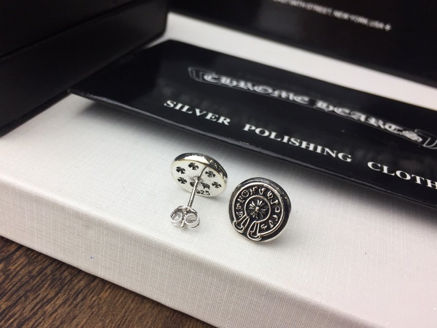 1比1専櫃Chrome Hearts克羅心飾品 圓形標誌耳釘