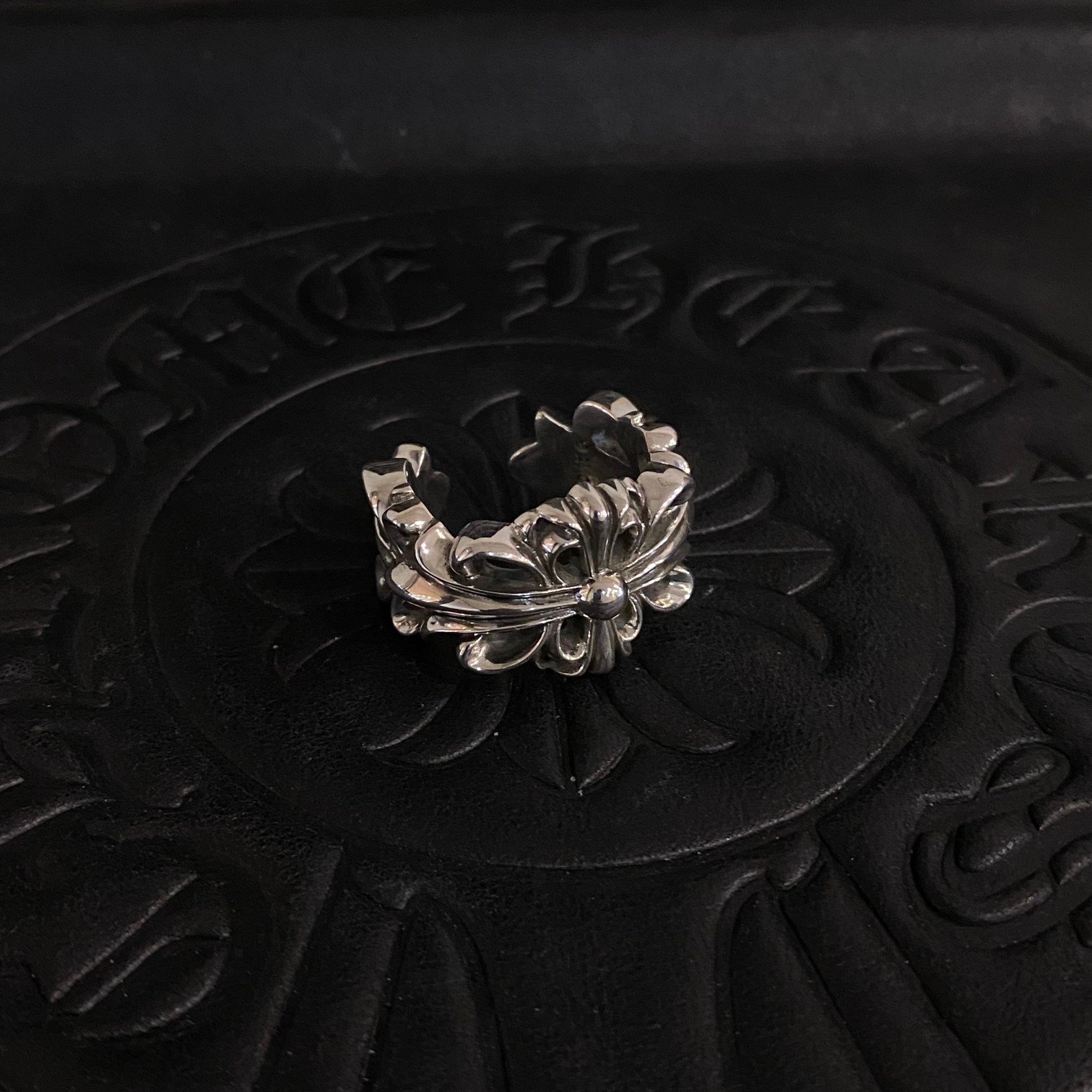専櫃複刻Chrome Hearts克羅心飾品 雙十字花Floral開口戒指