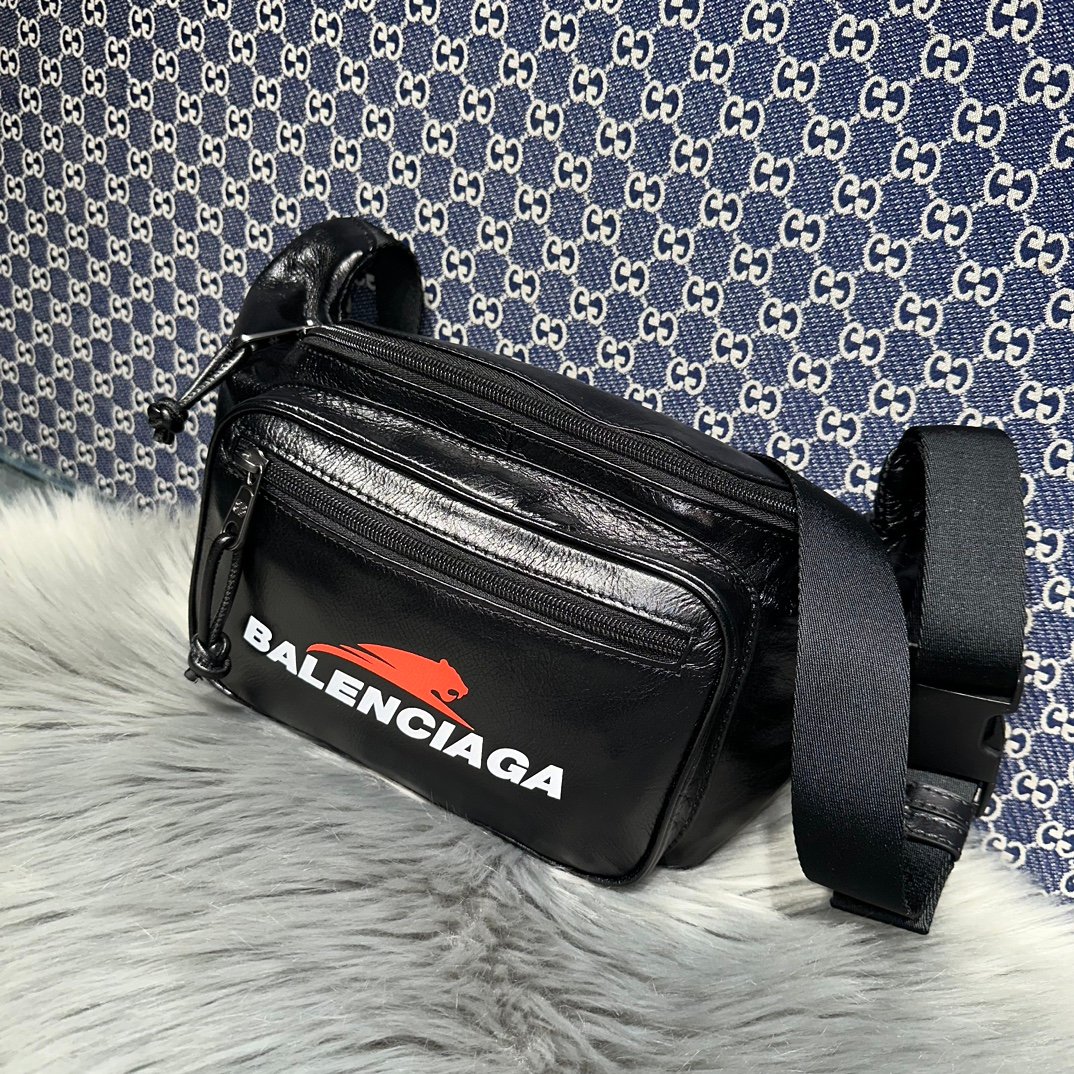 一比一専櫃alenciaga巴黎世家包包 藝術虎頭字母壓花細紋牛皮革腰包